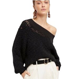 Free People Pandora’s Boat Neck Crochet Sweater